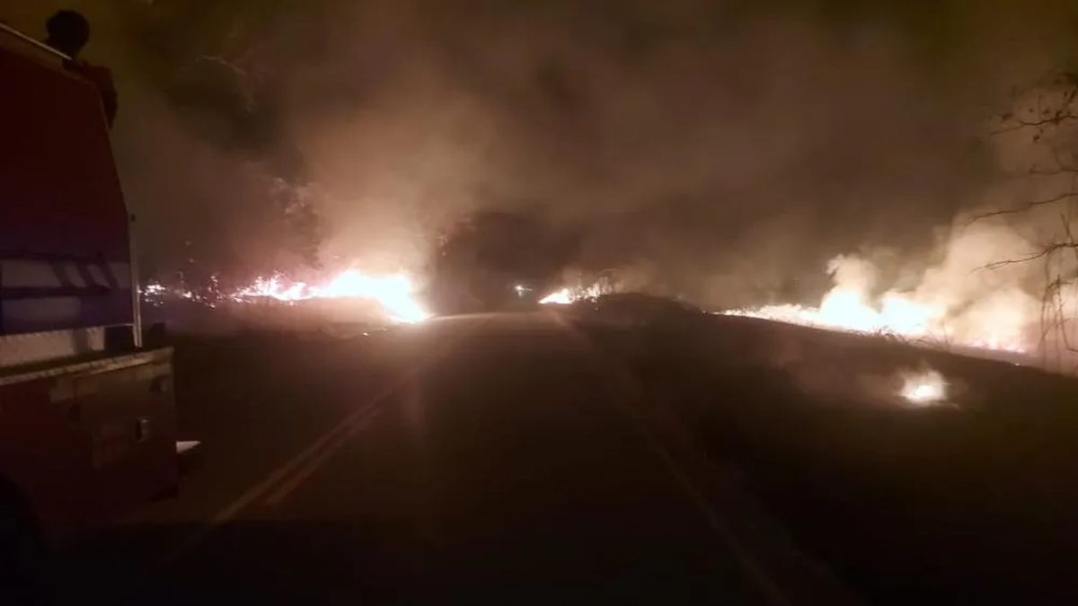 Incêndio às margens da LMG-880 interrompe trânsito e energia em Divisa Nova